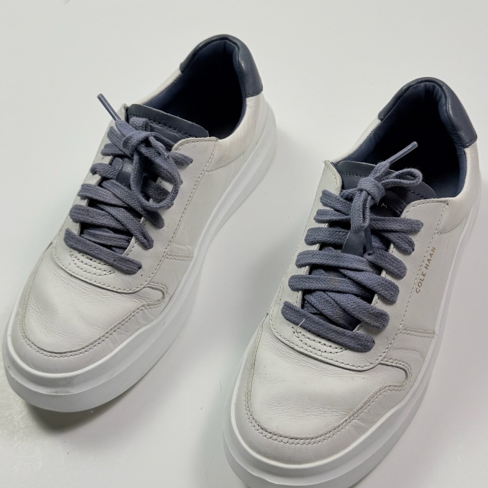 Cole Haan Grand Crosscourt II White Leather Blue Trim Sneakers W18502 Mens 6B